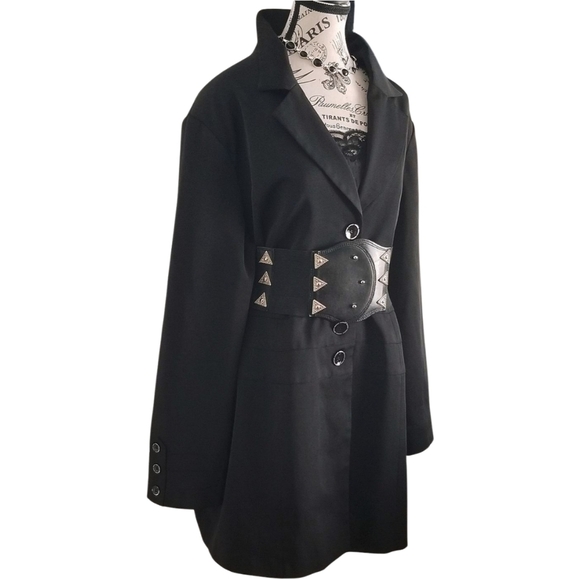 Y2K Basic Minimalist Black Long Blazer Size 20 - Picture 5 of 8